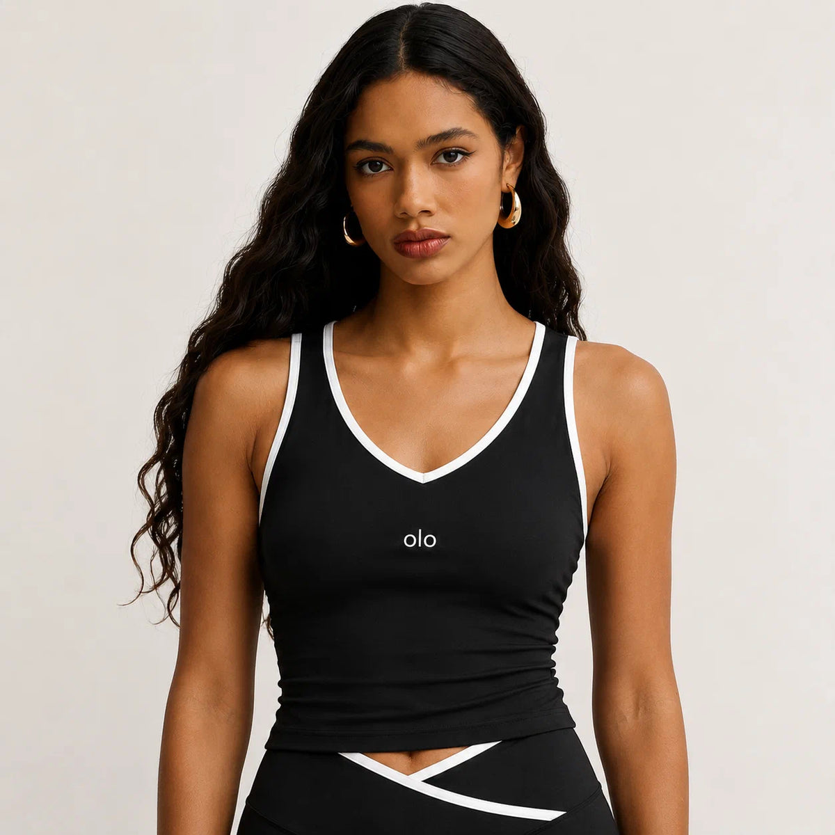 V-Neck Contrast Biker Set