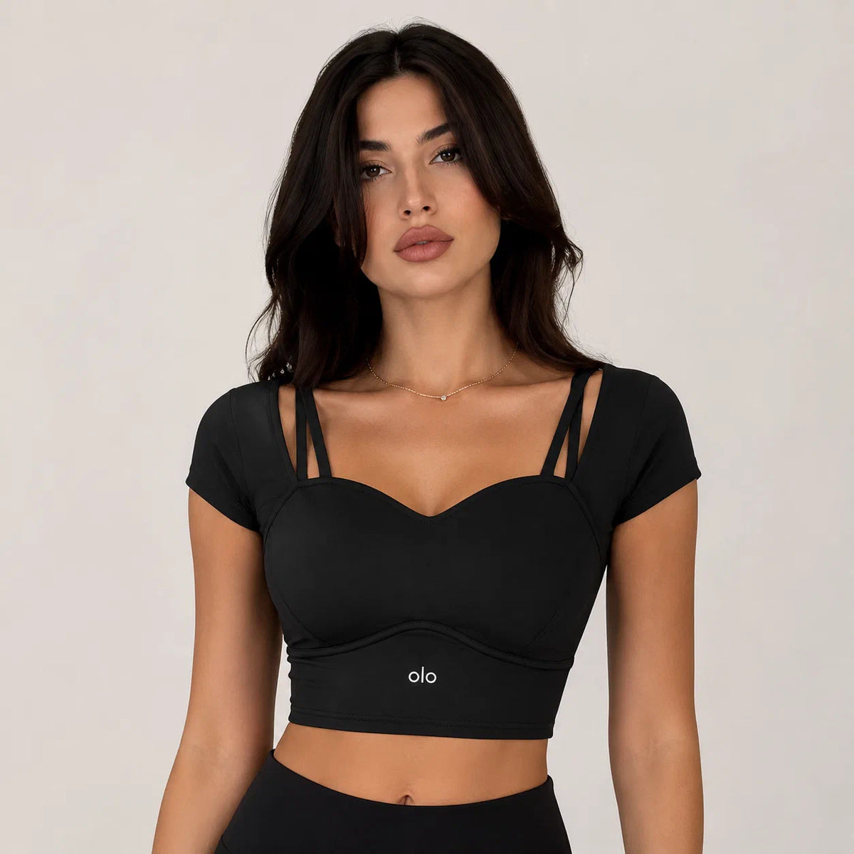 Strappy Short-Sleeve Crop Top