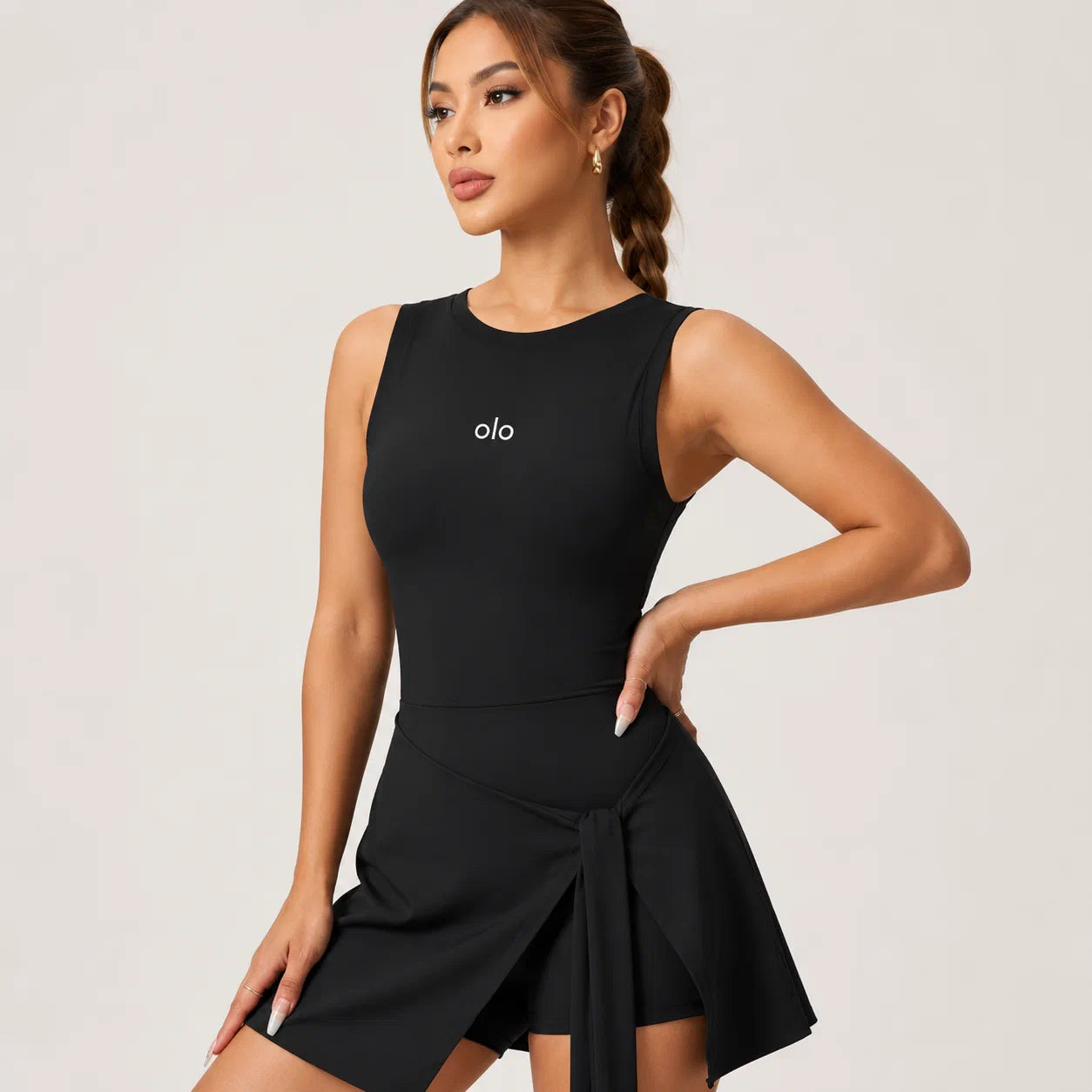 Tie-Wrap Sleeveless Skort Dress