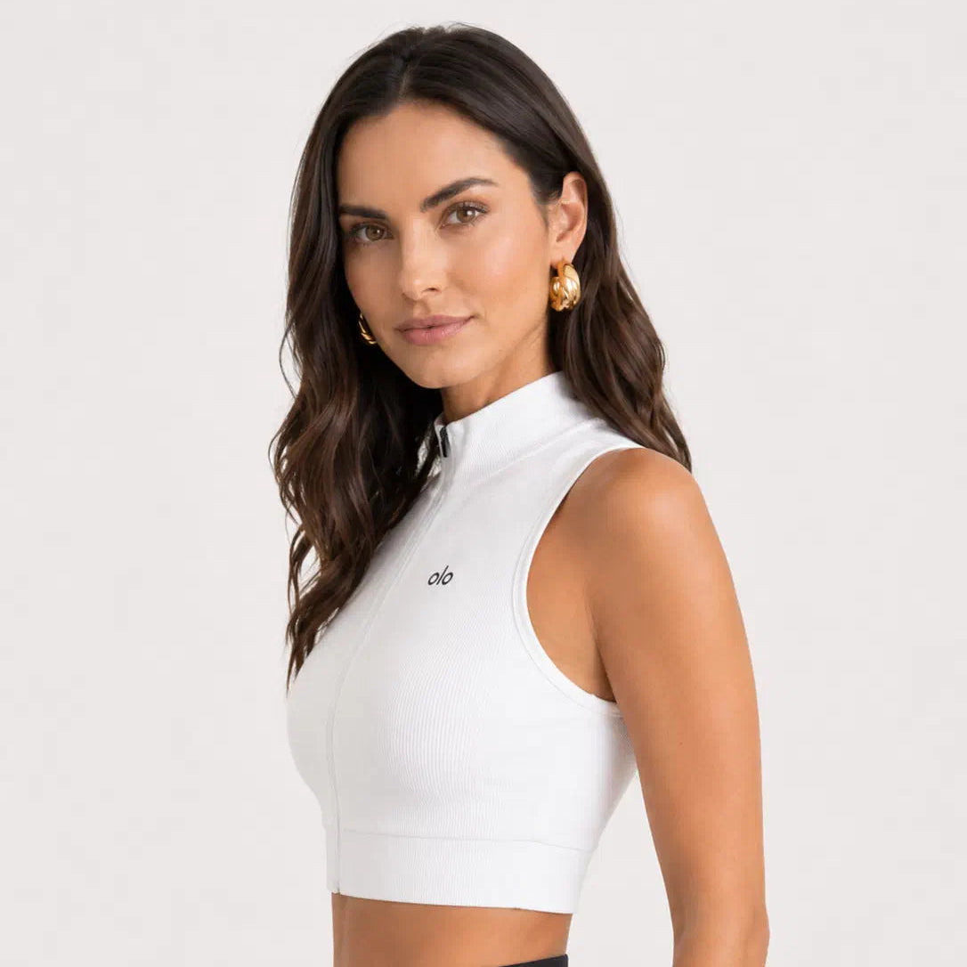 Zip-Front Mock-Neck Active Top