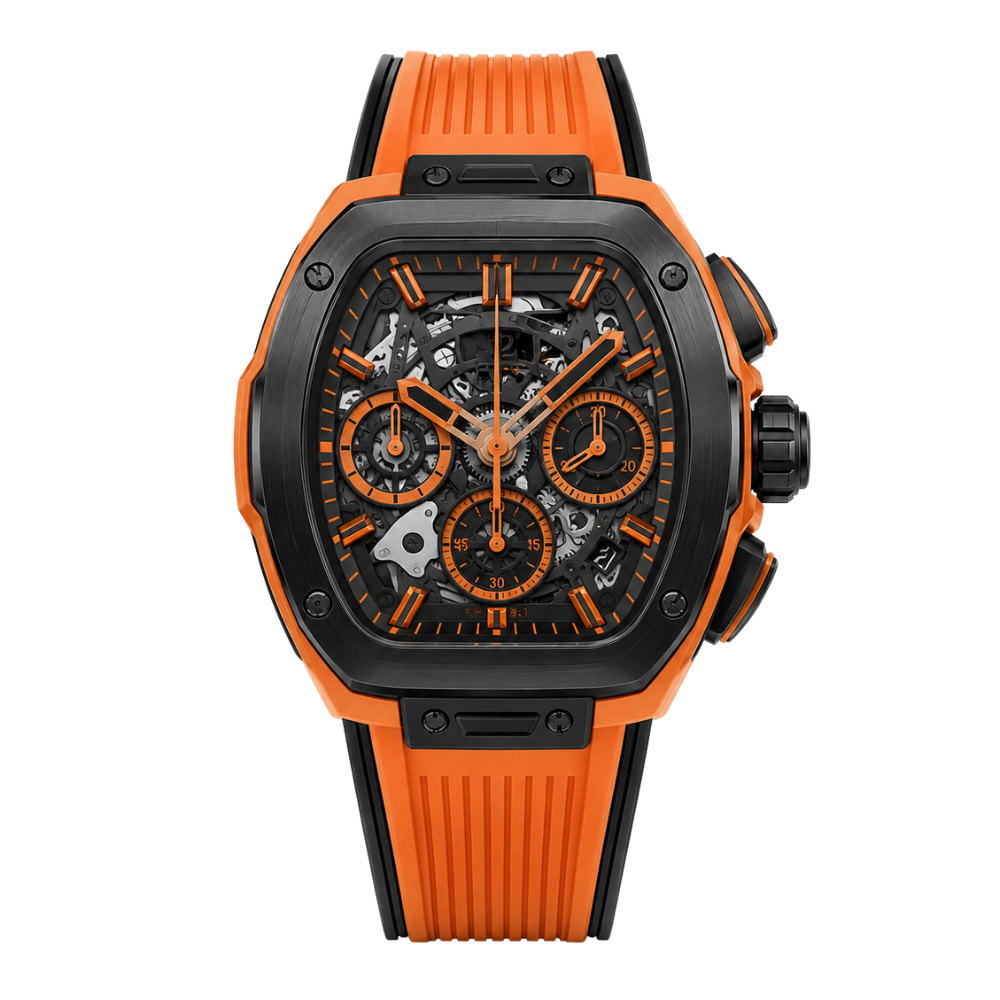 Glutorange Schwarze Mechanik